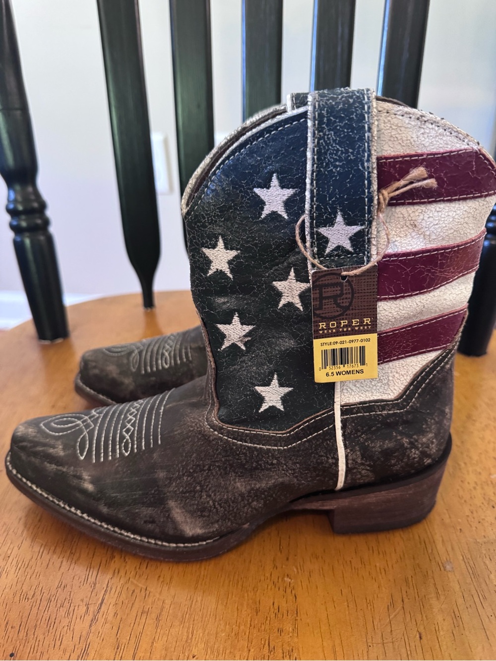 ROPER WOMEN'S AMERICAN BEAUTY FLAG ANKLE BOOTS size 6.5 NWT - Picture 3 of 12